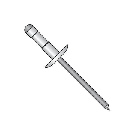 Newport Fasteners Large Flange Multi-Grip Rivets, Dome Head Head, 3/16" Dia., Aluminum Body, 3000 PK 194372